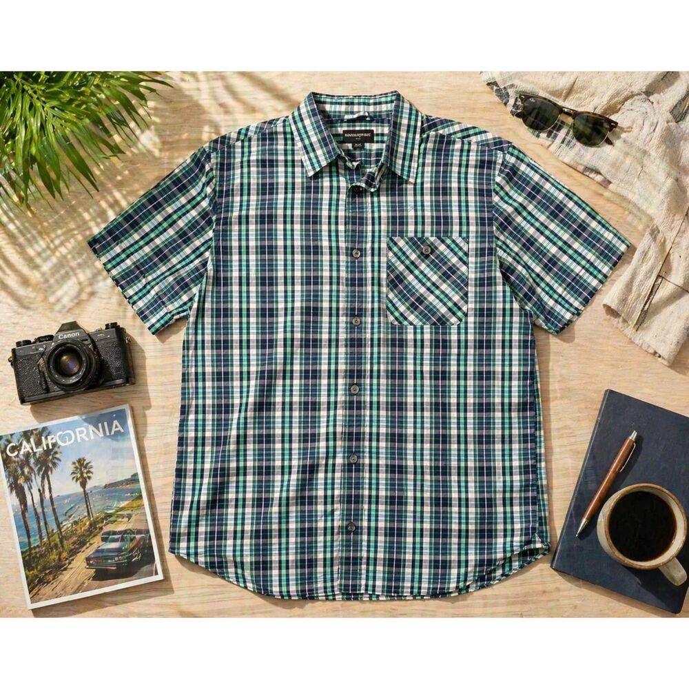 Banana Republic Men's Shirt Button Down Non Iron Short Sleeve Men’s Medium Green